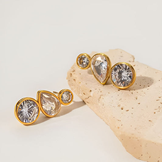 Gold Crystal Waterdrop Earrings