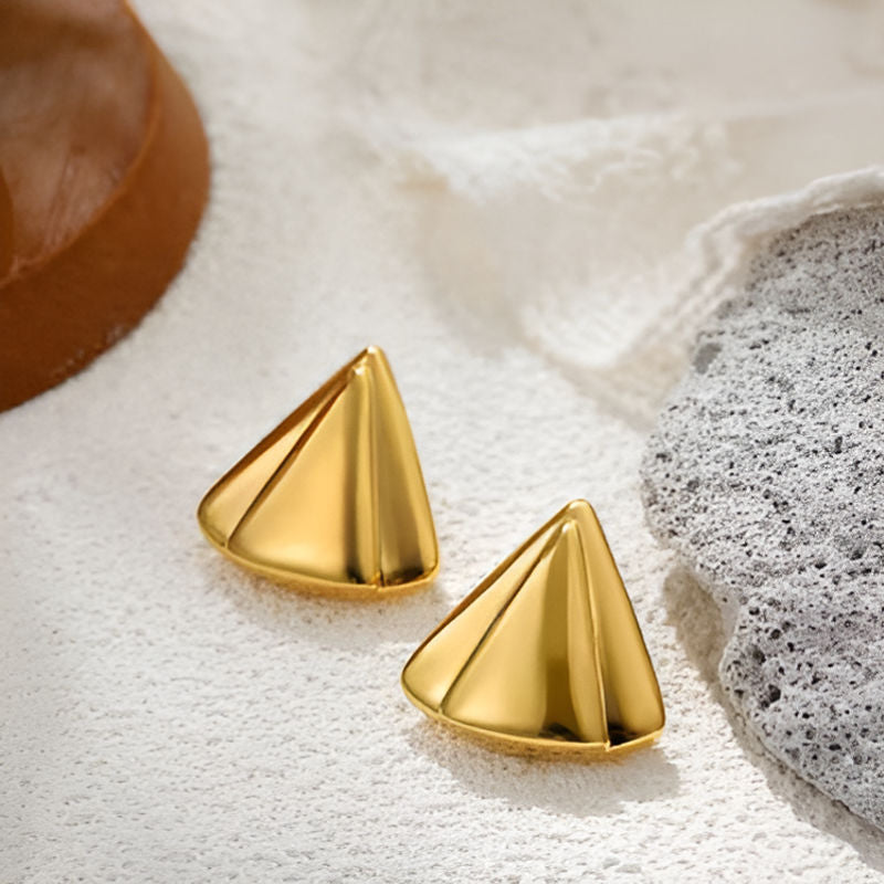 Gold Plated Geometric Fan Earrings