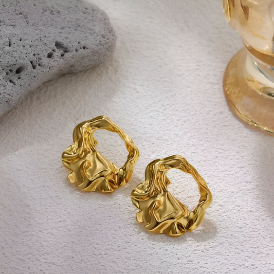 Gold Plated Folded Studs Earrings