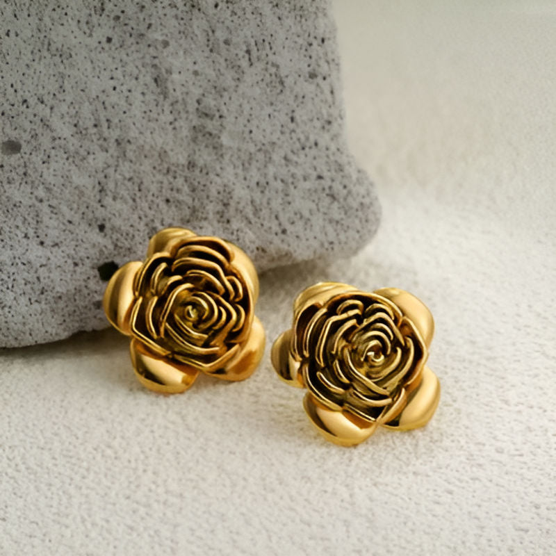 Gold Plated Petals Flower Earrings