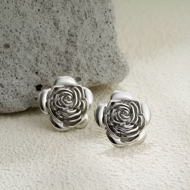 Silver Plated Petals Flower Earrings