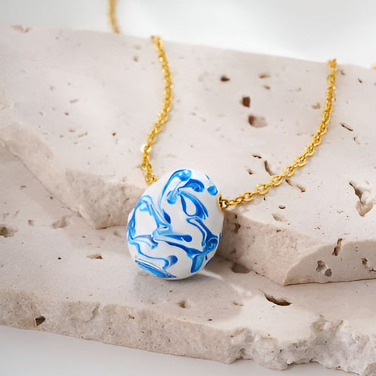 Vintage Drip Oil Oval Pendant Necklace