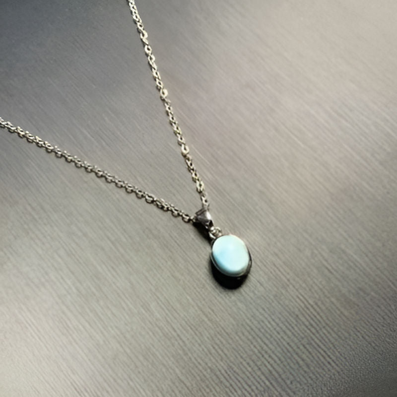 Vintage Oval Larimar Pendant Necklace