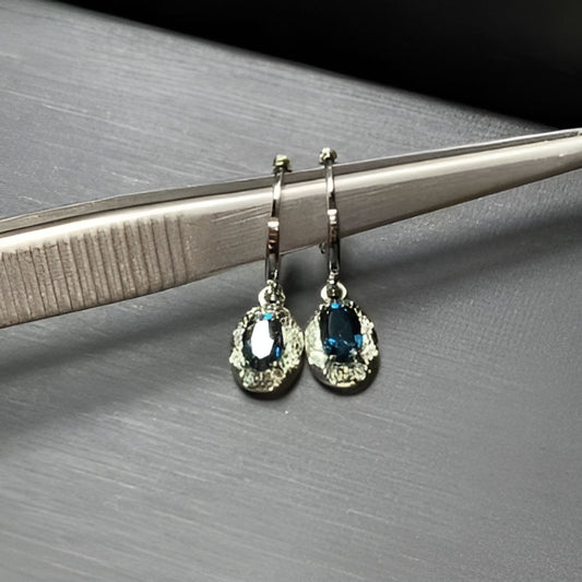 Vintage Blue Topaz Hoop Earrings