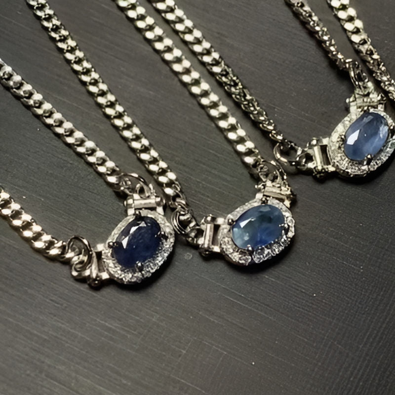 Vintage Oval Sapphire Pendant Necklace