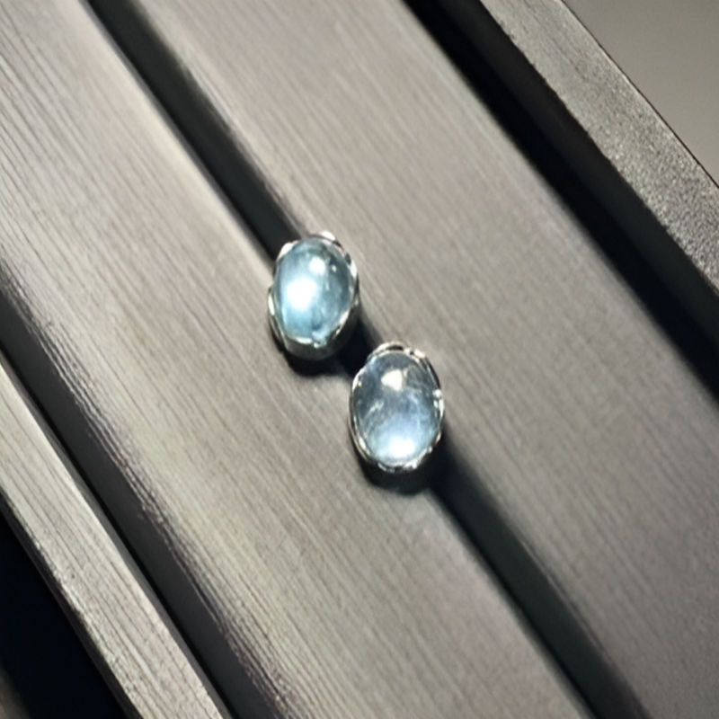 Vintage Round Aquamarine Stud Earrings