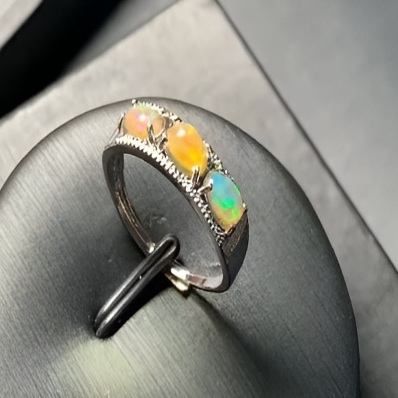 Silver Natural Opal Ring