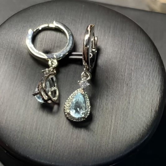 Vintage Blue Topaz Hoop Earrings