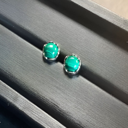 Vintage Malachite Stud Earrings