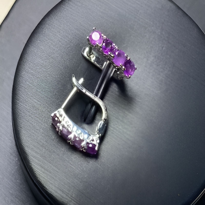 Vintage Amethyst Hoop Earrings