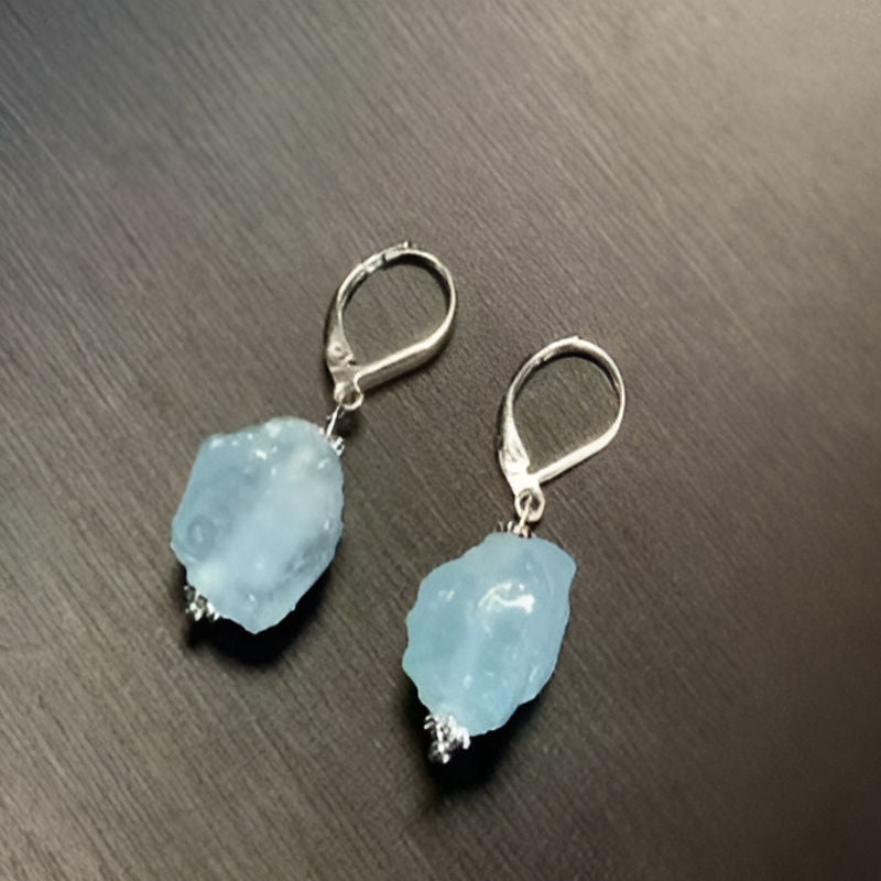 Vintage Aquamarine Hoop Earrings