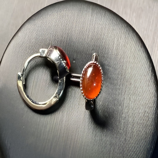 Vintage Garnet Hoop Earrings