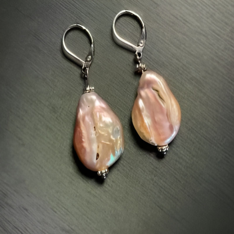 Vintage Baroque Pearl Hoop Earrings