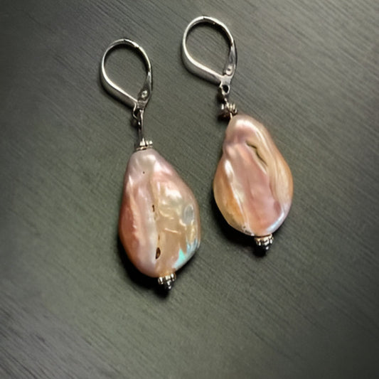 Vintage Baroque Pearl Hoop Earrings