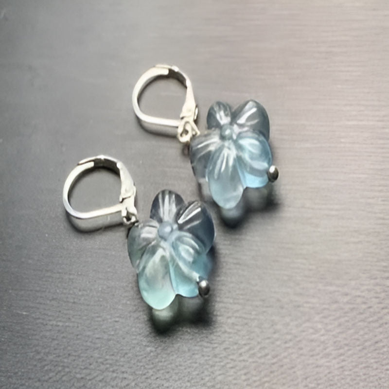 Vintage Flower Fluorite Drop Earrings