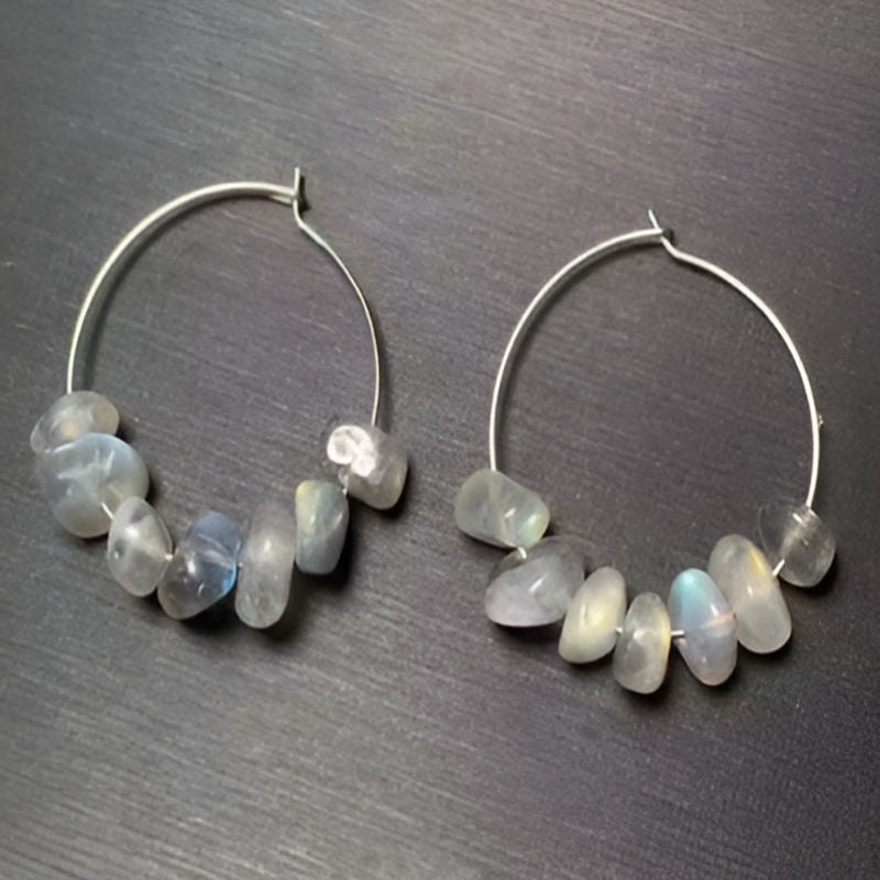 Vintage Moonstone Hoop Earrings