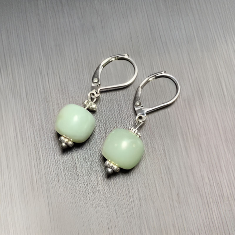 Vintage  Green Jade Drop Earrings