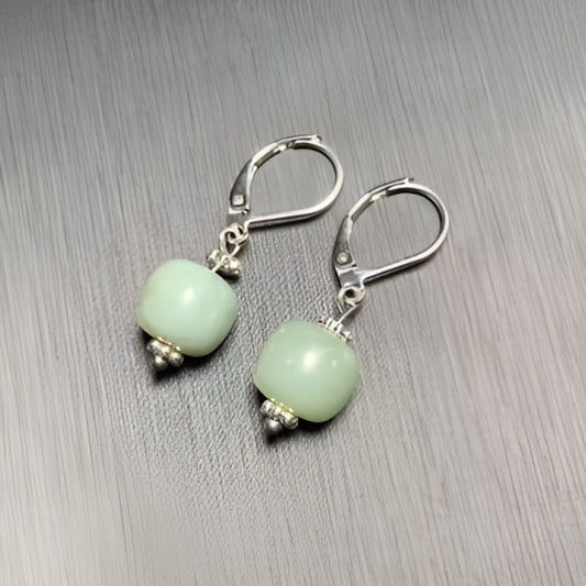 Vintage  Green Jade Drop Earrings