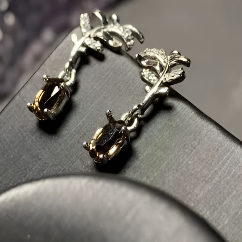 Vintage Smoky Quartz Stud Earrings