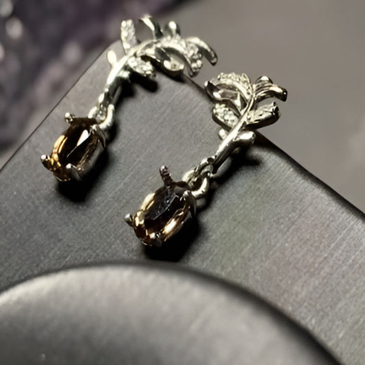 Vintage Smoky Quartz Stud Earrings