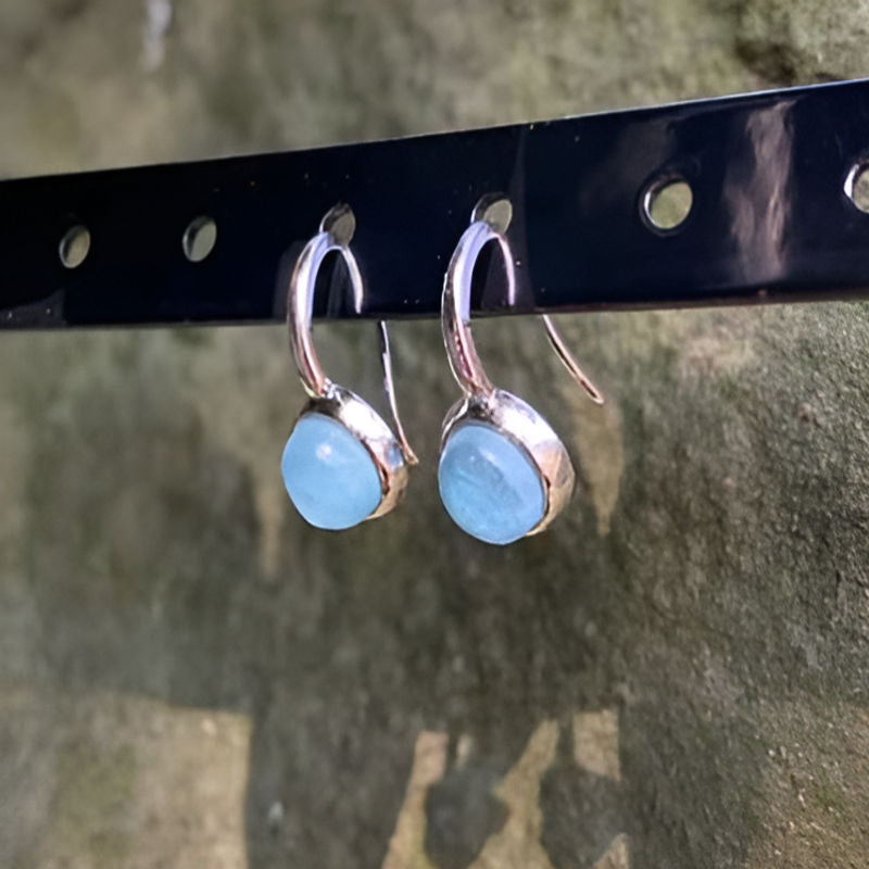 Vintage Natural Aquamarine Hook Earrings
