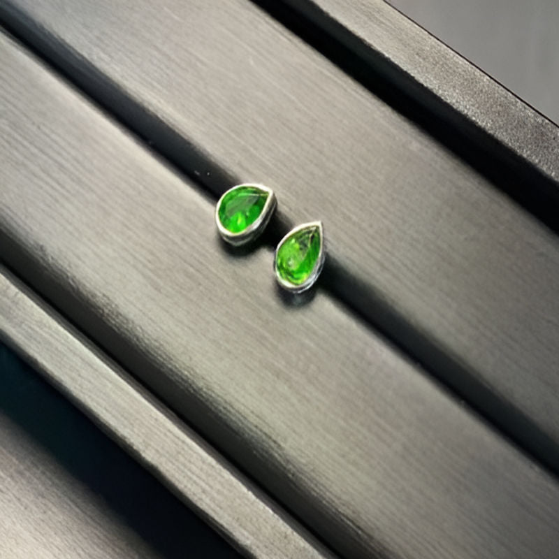 Vintage Drop Diopside Stud Earrings
