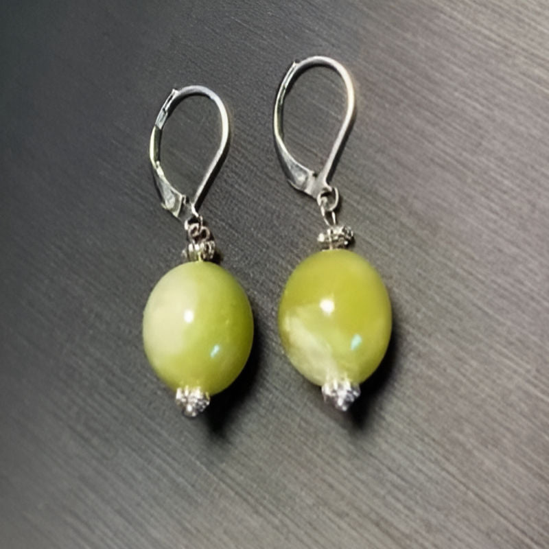 Vintage White Jade Drop Earrings