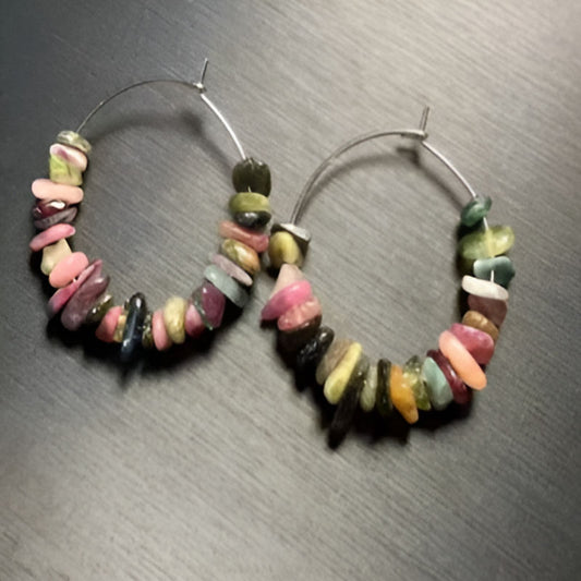 Vintage Tourmaline Hoop Earrings