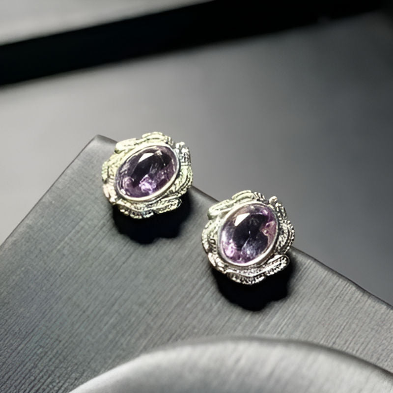 Vintage Amethyst Stud Earrings