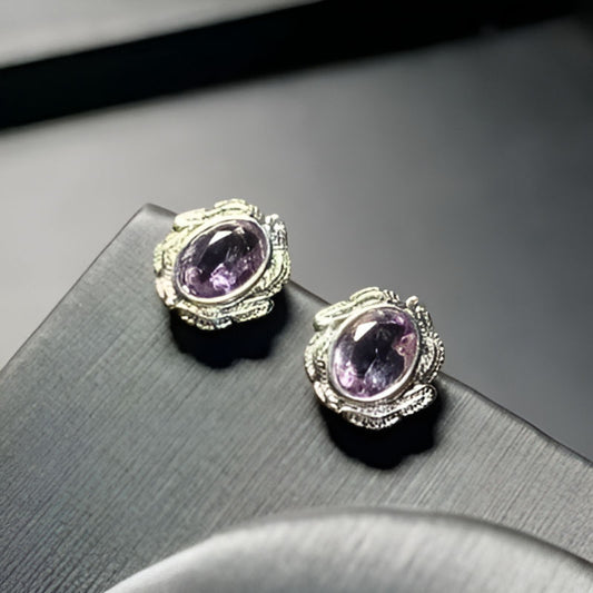 Vintage Amethyst Stud Earrings