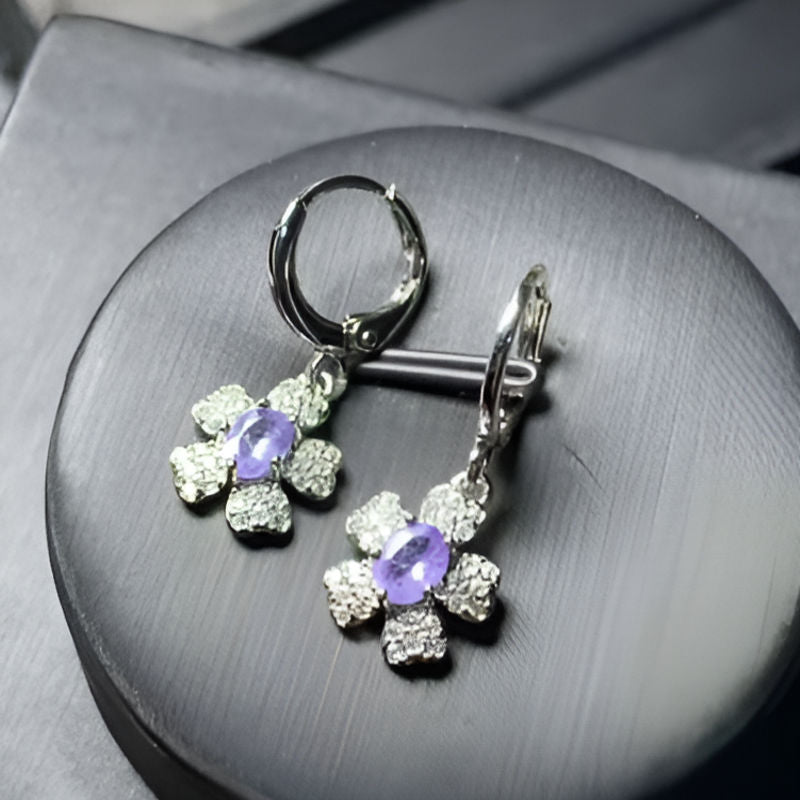 Vintage Natural Tanzanite Hoop Earrings