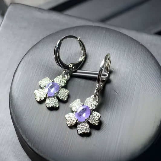 Vintage Natural Tanzanite Hoop Earrings