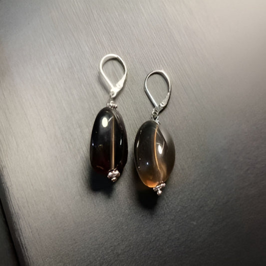 Vintage Smoky Quartz Drop Earrings