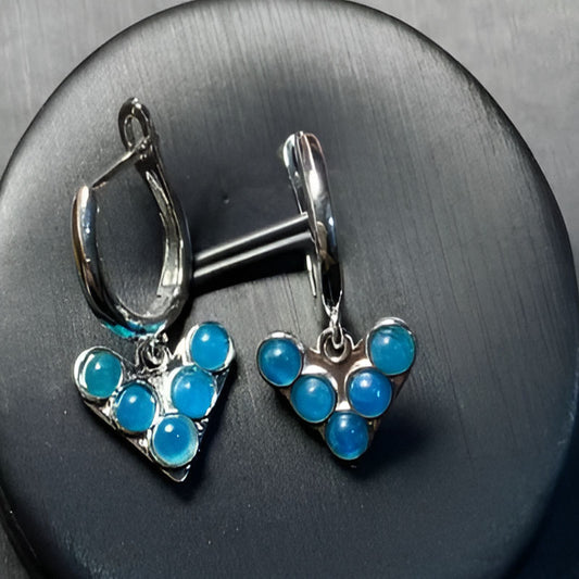 Vintage Blue Apatite Hoop Earrings