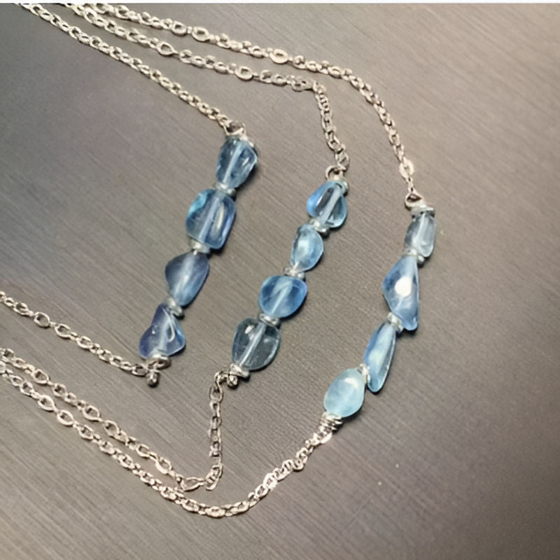 Vintage Dark Blue Aquamarine Pendant Necklace