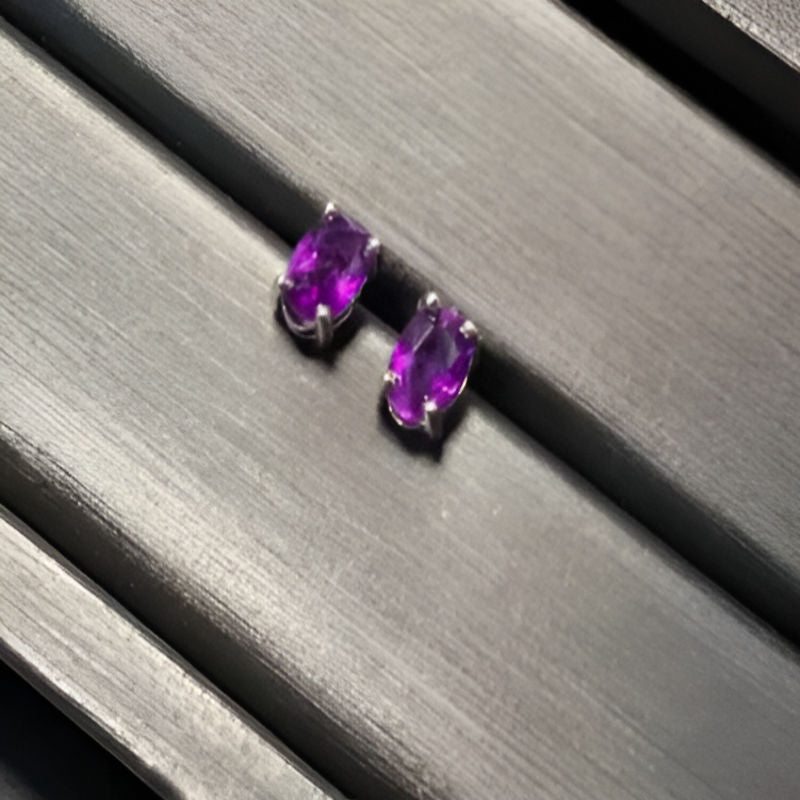 Vintage Amethyst Stud Earrings