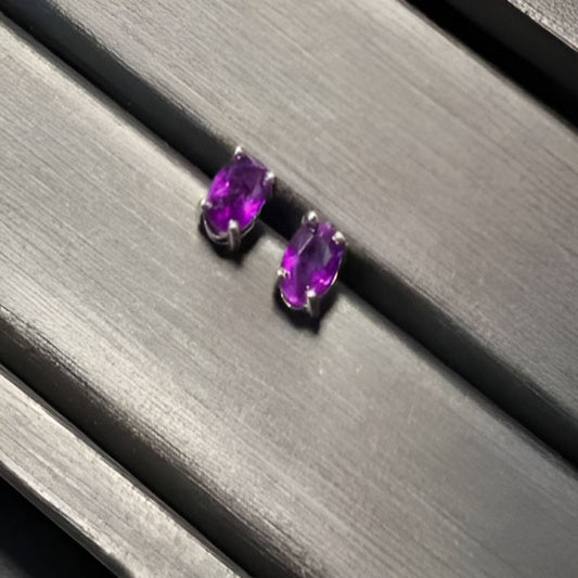 Vintage Amethyst Stud Earrings