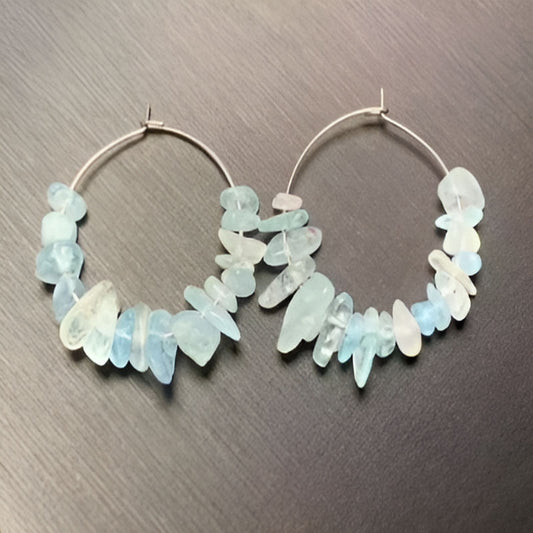 Vintage Aquamarine Hoop Earrings