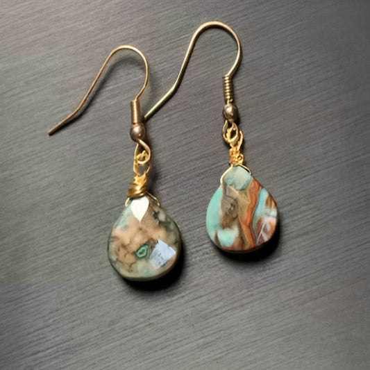 Vintage Natural Amazonite Drop Earrings