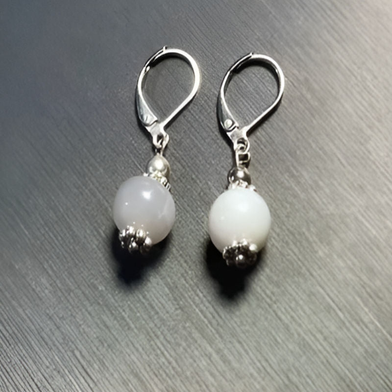 Vintage Smoky Purple Jade Drop Earrings