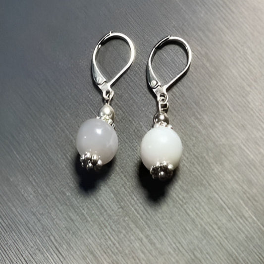 Vintage Smoky Purple Jade Drop Earrings