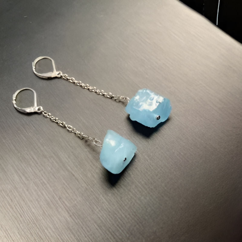 Vintage Blue Aquamarine Drop Earrings