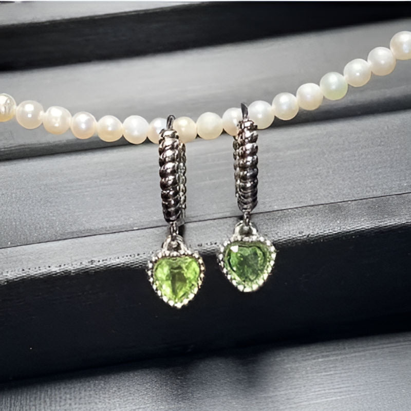 Vintage Peridot Hoop Earrings