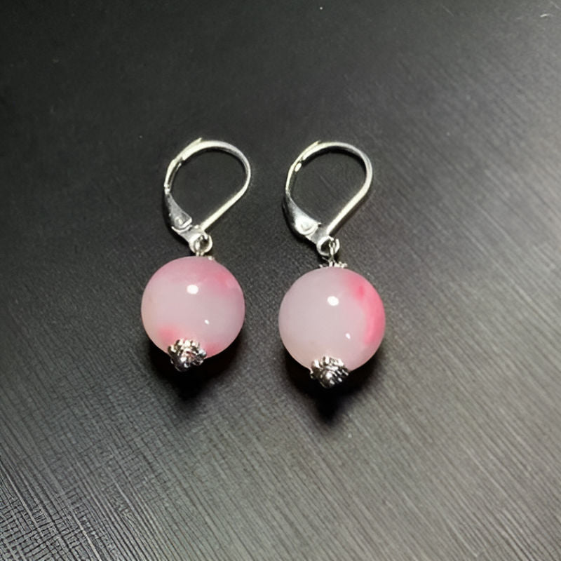 Vintage Rhodonite Hoop Earrings