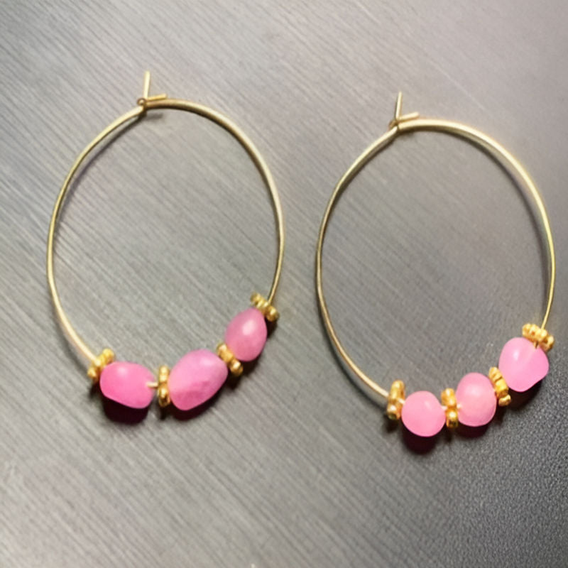 Vintage Ruby Hoop Earrings