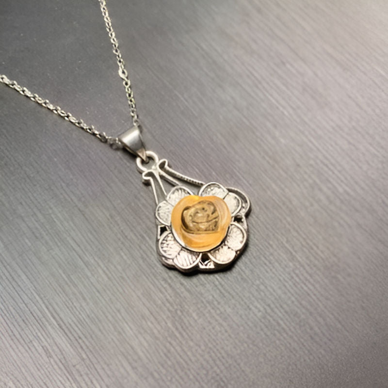 Vintage Flower Citrine Pendant Necklace