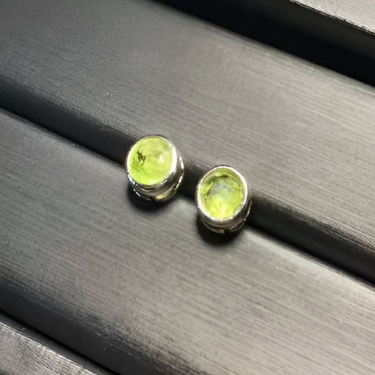 Vintage Round Peridot Stud Earrings