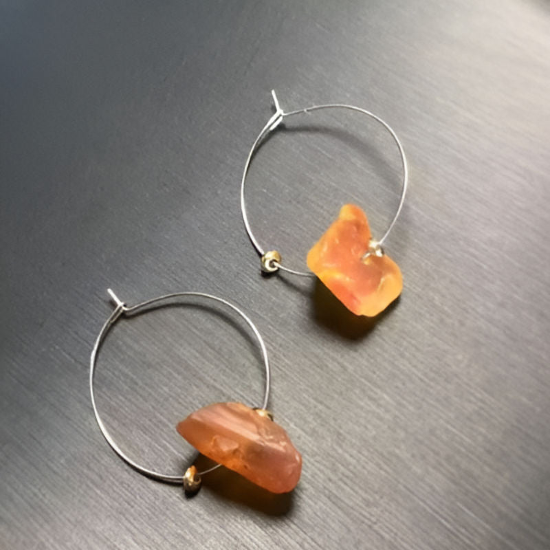 Vintage Amber Hoop Earrings