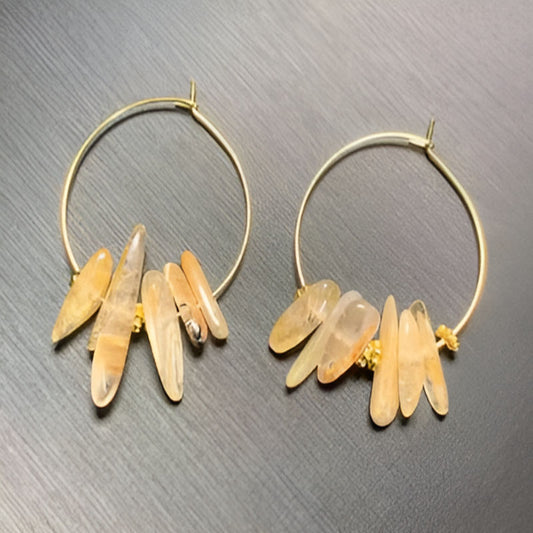 Vintage Gold Rutilated Quartz Earrings