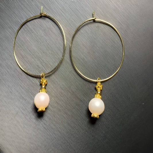 Vintage Freshwater Pearl Hoop Earrings